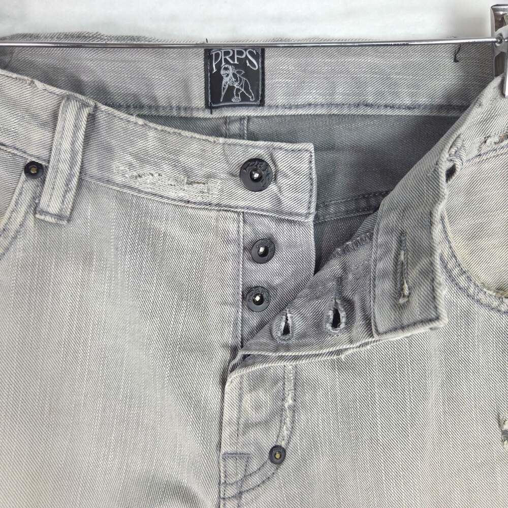 PRPS Le Sabre Jeans Mens 36 Light Grey Distressed Destroyed Slim Tapered Denim - Picture 3 of 14